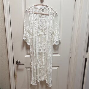 Rachel Zoe Elegant White Lace Duster Cover-Up